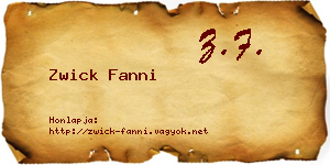 Zwick Fanni névjegykártya